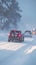 Cold weather challenge car covered in snow navigating icy roads