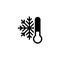 Cold Weather Thermometer, Low Temperature, Frost. Flat Vector Icon illustration. Simple black symbol on white background. Cold