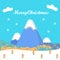 Cold Winter Merry Christmas Winter Mountain With Forest Vector Illustration