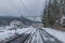 Cold winter morning in Lipno nad Vltavou station