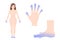 Cold woman`s body, hand and foot set / blood circulation illustration sensitivity to cold