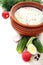 Cold yogurt soup with eggs, vegetables and meat.