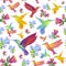 Colibri - humming-birds pattern background