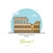 Coliseum amphitheater at Rome, Italy, flat vector illustration