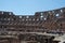 He Coliseum on the inside, Roman architecture with stones.  Ancient and historical monument in Europe. Colosseum.