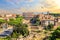 Coliseum and Roman Forum, beautiful sunset view