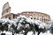 Coliseum with snow, Rome.