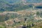 Coll de Rates landscape view showing the stone walled terrace among the pine trees. Terraces are said to date back to Roman times