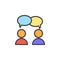 Collaboration, conversation filled outline icon, line vector sign, linear colorful pictogram.