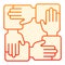 Collaboration flat icon. Hands community orange icons in trendy flat style. Teamwork gradient style design, designed for