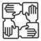 Collaboration line icon. Hands community vector illustration isolated on white. Teamwork outline style design, designed