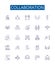 Collaboration line icons signs set. Design collection of Cooperation, Partnership, Teamwork, Alliance, Synchronization