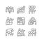 Collaboration pixel perfect linear icons set