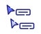 Collaboration realtime cursor single isolated icon with dash or dashed purple line style