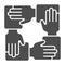 Collaboration solid icon. Hands community vector illustration isolated on white. Teamwork glyph style design, designed