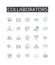 Collaborators line icons collection. Associates, Partners, Allies, Companions, Helpers, Supporters, Cohorts vector and