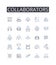 Collaborators line icons collection. Associates, Partners, Allies, Companions, Helpers, Supporters, Cohorts vector and