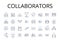 Collaborators line icons collection. Associates, Partners, Allies, Companions, Helpers, Supporters, Cohorts vector and