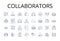 Collaborators line icons collection. Associates, Partners, Allies, Companions, Helpers, Supporters, Cohorts vector and