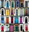 Collage of 24 colorful doors in London