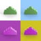 Collage of 3D rendered clouds in four different vibrant colors