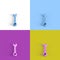 Collage of 3D rendered minimalistic wrenches in four different vibrant colors