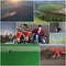 Collage of agricultural works shoot from drone