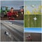 Collage of agricultural works shoot from drone