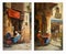 collage of an ancient Arabic cafe building. Painting old Cairo wall posters artwork.