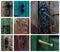 Collage of artistic old doorhandles and doorknobs