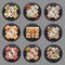 Collage of assorted sushi sets