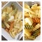 Collage of Assortment of cooked pasta