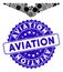 Collage Aviation Icon with Scratched Aviation Stamp