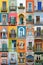 Collage of balconies as colorful architectural background
