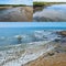 Collage Of Beach Waves And Creek Water Reflections