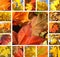 Collage from beautiful autumn leaves of maple