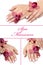 Collage.Beautiful hand with perfect manicure