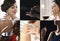 Collage of beautiful women with luxury jewelry, perfume and wine