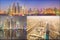 Collage of the beauty panorama at Dubai marina.