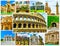 The collage from best views of Rome, Italy