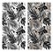 Collage of black and white tropical leaves and flowers shapes seamless pattern.