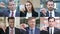 Collage of business people doing thumbs down