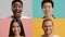 Collage With Cheerful Multicultural People Smiling On Colorful Pastel Backgrounds