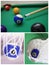 Collage of close-up of billiards balls