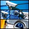 Collage of closeup security CCTV camera or surveillance system