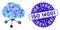 Collage Cloud Network Icon with Grunge ISO 14001 Stamp