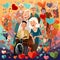 Collage of colorful, cartoonish characters celebrating Love's Endless Journey