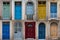 Collage of colorful front doors in Malta