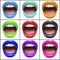 Collage of colorful lips of woman