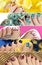 Collage of colorful pedicure.